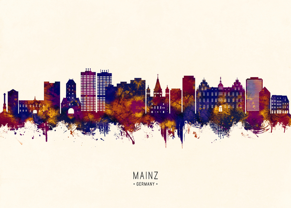 Mainz Germany Skyline Print