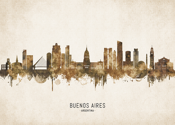 Buenos Aires Argentina Cityscape Vintage Print
