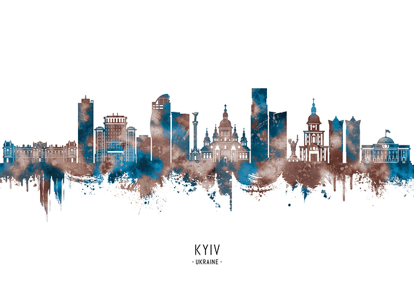 Kyiv Ukraine Skyline Sepia Print