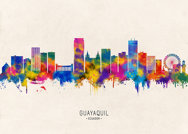 Guayaquil Ecuador Skyline Beige Print