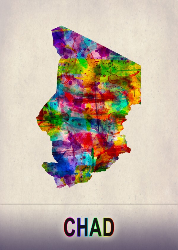 Chad Map in Watercolor by Towseef Dar