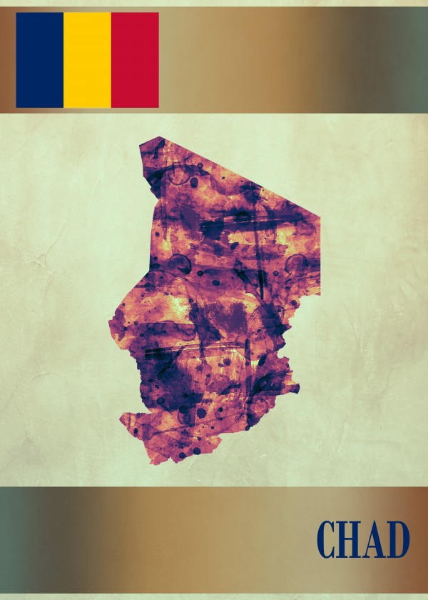 Chad Map with Flag Print