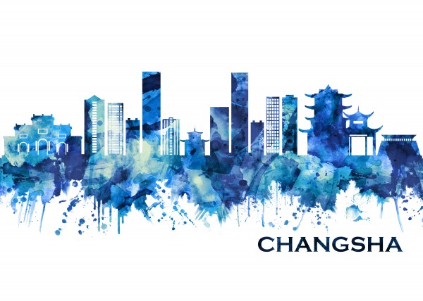 Changsha China Skyline Blue by Towseef Dar