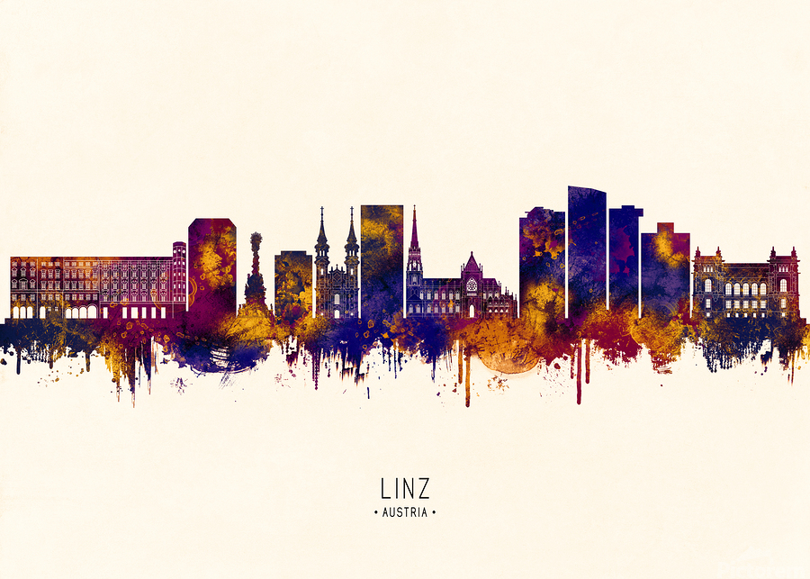 Linz Austria Skyline by Towseef Dar Wall Art