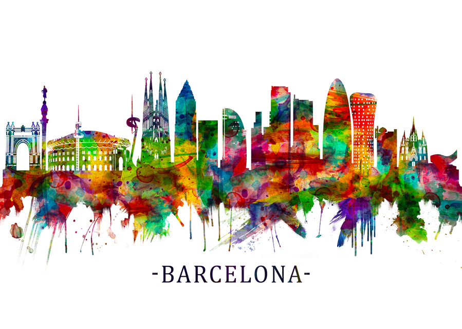 Barcelona Spain Skyline by Towseef Dar Wall Art