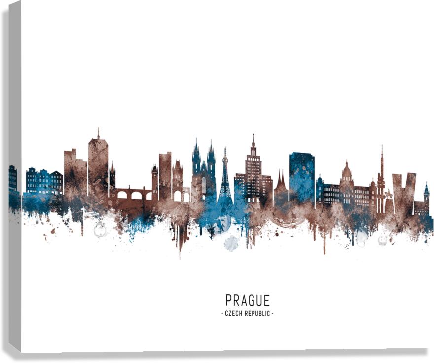 Prague Czech Republic Skyline Sepia Canvas Print