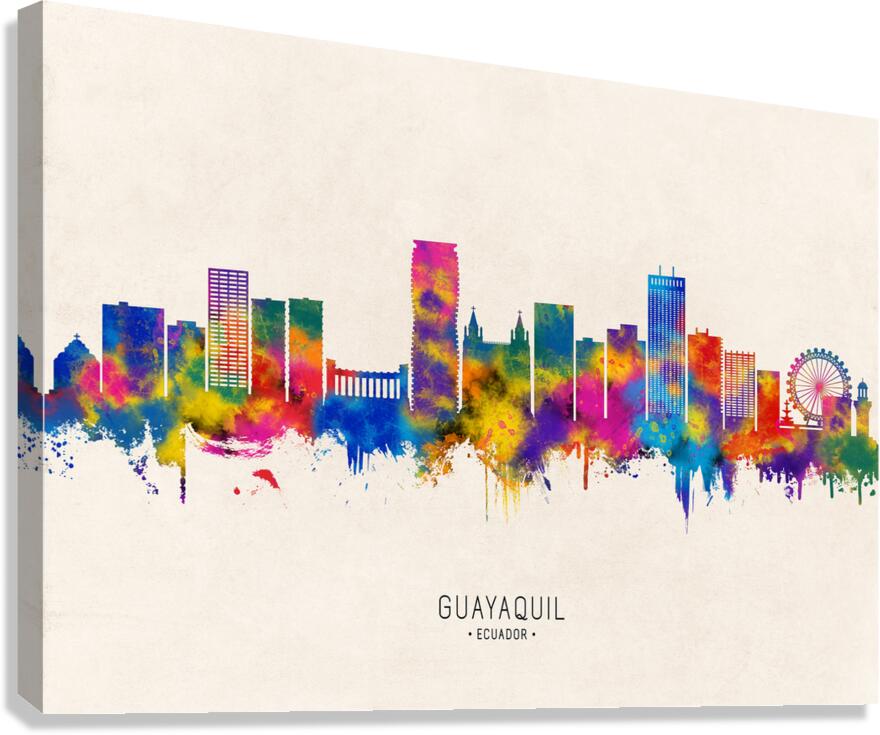 Guayaquil Ecuador Skyline Beige Canvas Print