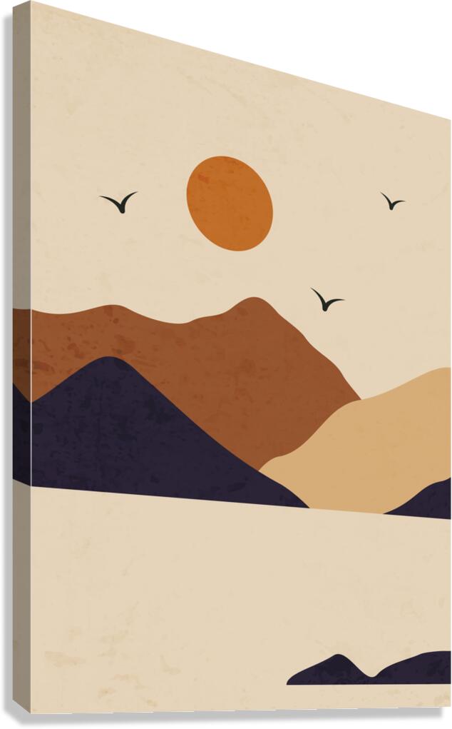 Day and night mountain landscape. b Canvas Print