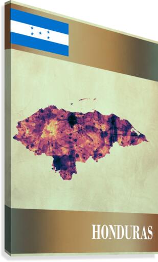Honduras Map with Flag Canvas Print