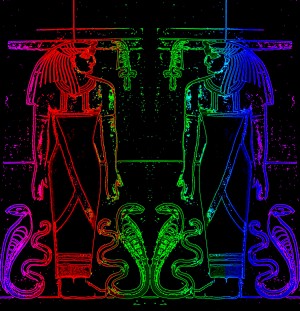 Egyptian Priests And Snakes Dark Rainbow 1