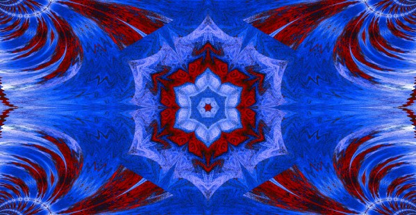 Blue Lotus In Red by Sherrie Larch