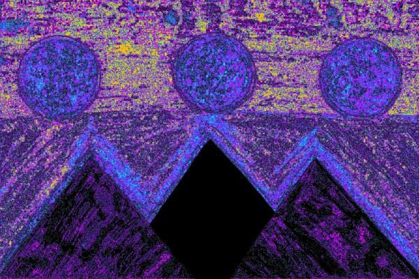Pyramids Of Other Worlds In Blue Sunset by Sherrie Larch