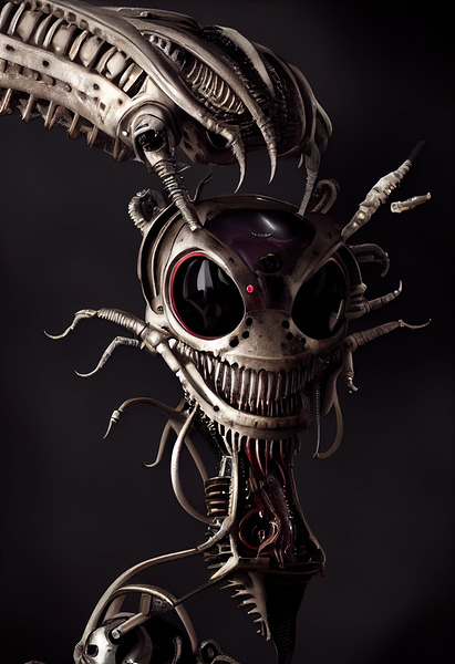 Kahtnipp head and full body of a steampunk mechan Print