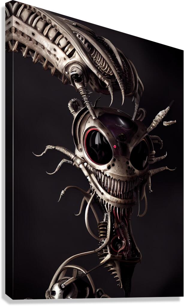 Kahtnipp head and full body of a steampunk mechan Canvas Print