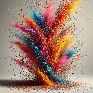 A vibrant cascade of confetti in a spectrum of colors