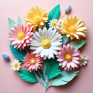  a vibrant bouquet of paper crafted flowers in paper-crafted