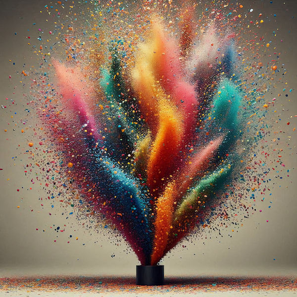 A vibrant cascade of confetti in a spectrum of colors by Jehad Hamdan