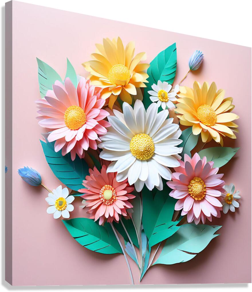  a vibrant bouquet of paper crafted flowers in paper-crafted Canvas Print