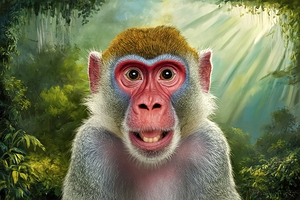 Portrait of Drill monkey Mandrillus leucophaeus 3