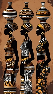 Grace in Heritage: Abstract African Women Wall Art 