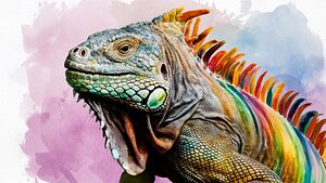 Vibrant Majesty: Rainbow Iguana Wall Art 
