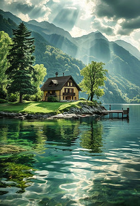 Tranquil Lakeside Retreat – A Dreamscape of Nature and Serenity 