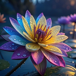 Radiance in Bloom: Multi Hued Lotus Wall Art 