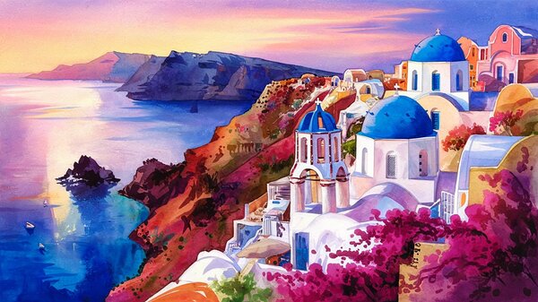 Santorini Sunset Bliss   A Splash of Greek Charm 1 by Mohammed adam