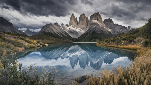 Reflections of Serenity: Majestic Mountains and Tranquil Waters by Mohammed adam