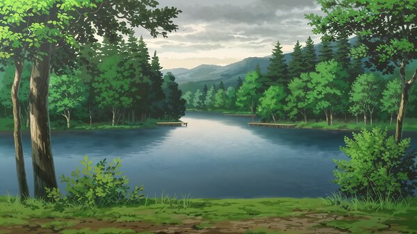  Tranquil Reflections: Serene Lake Amidst Lush Greenery  by Mohammed adam