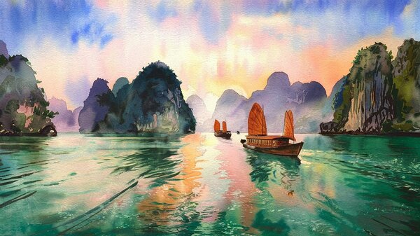 Serenity on Water: A Sunrise Over Majestic Peaks  by Mohammed adam