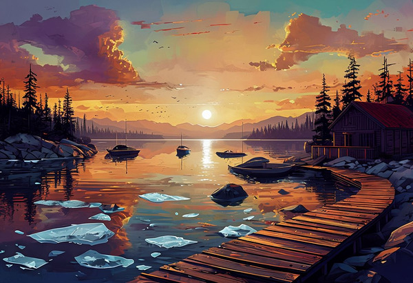 Golden Serenity: A Sunset Escape  Print