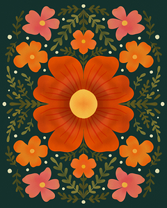Forest flowers green and orange