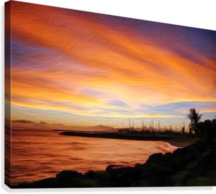 hawaiian sunset oil painting style  Canvas Print