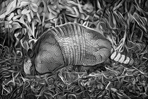 Foraging Armadillo BW 