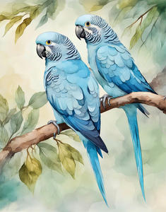 Two Blue Parakeets