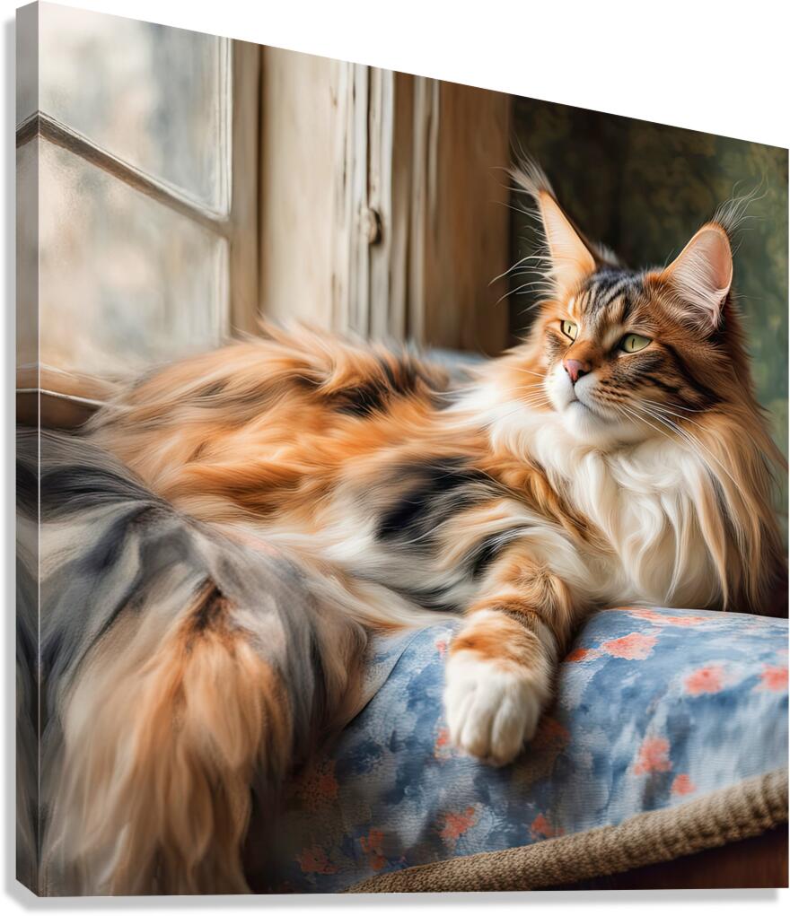 Maine Coon Tri-color Cat Canvas Print