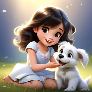 LITTLE GIRL PLAY HER PUPPY