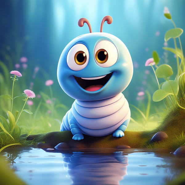 14 cute little cartoon looking worm Print