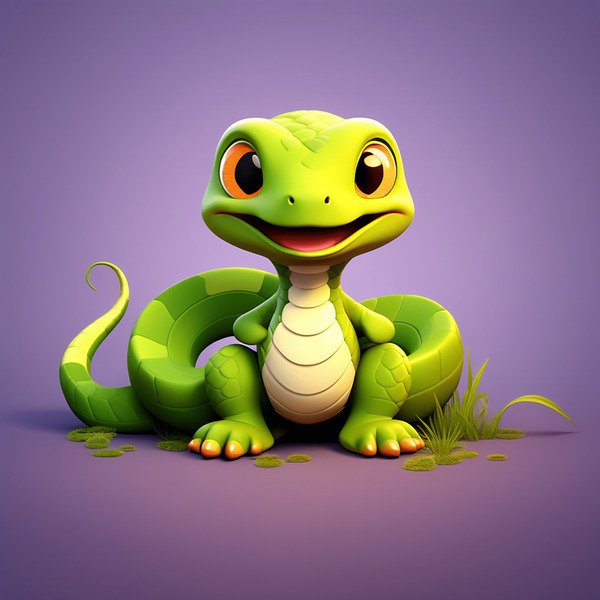 2 cute little cartoon looking snake Print