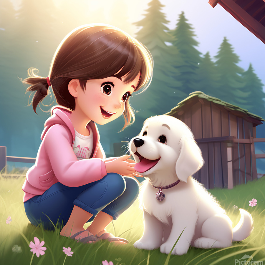 LITTLE GIRL WITH HER PUPPY by NW OHIO IMAGES 42 Wall Art