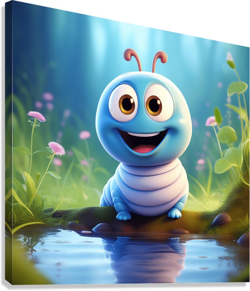 14 cute little cartoon looking worm Canvas Print