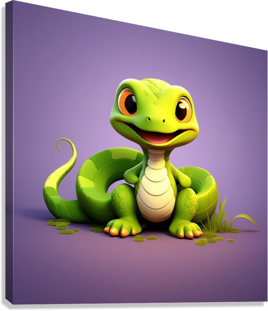 2 cute little cartoon looking snake Canvas Print