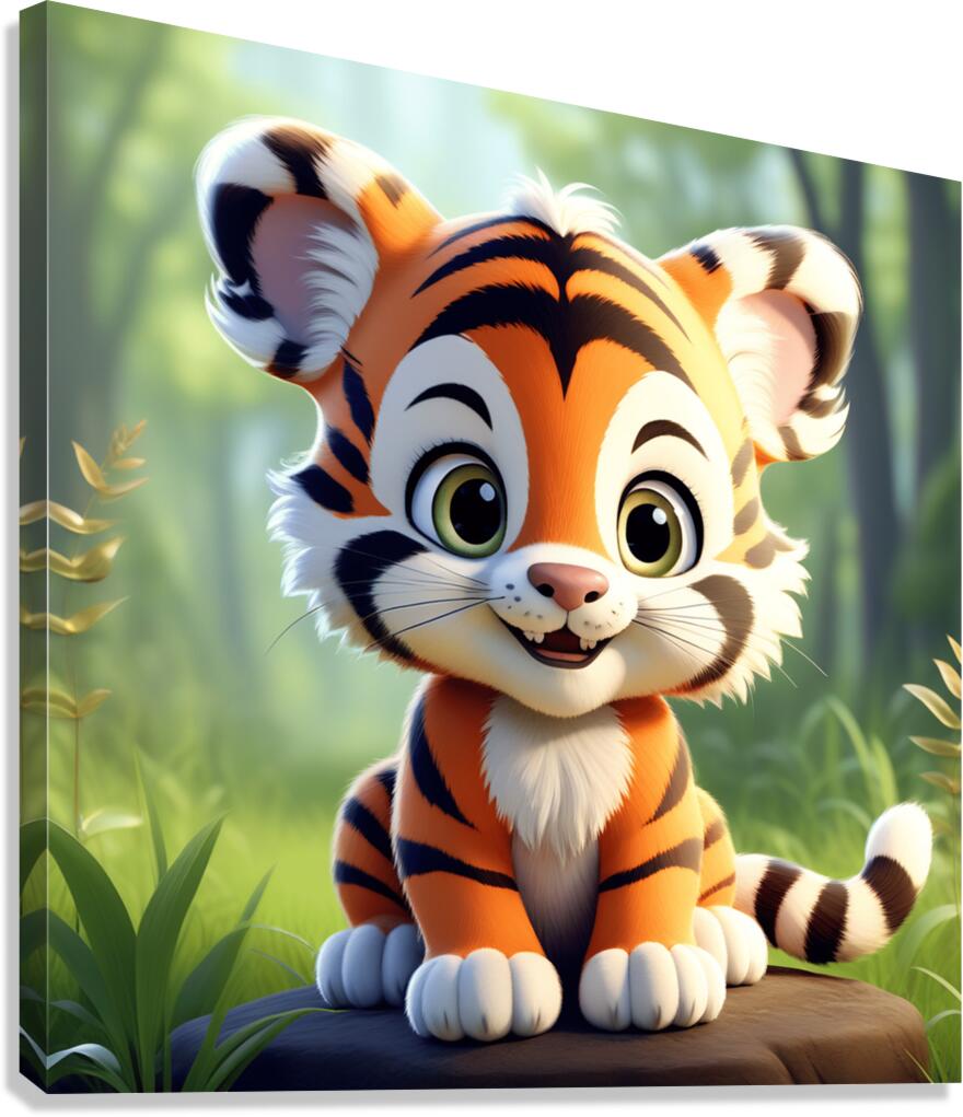 31 cute little cartoon looking tiger Canvas Print