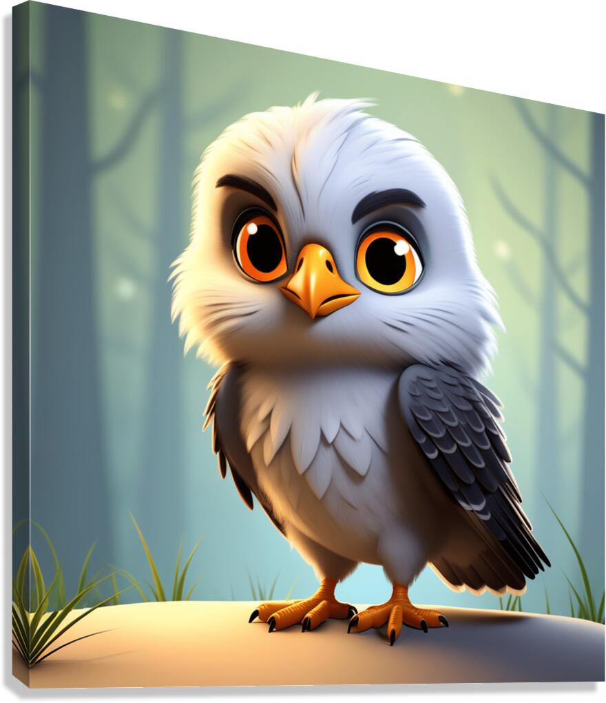 11 cute little cartoon looking hawk Canvas Print