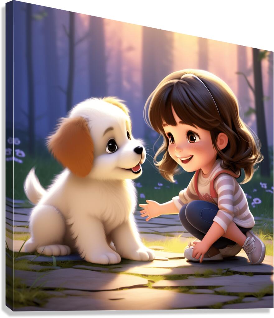 LITTLE GIRL TALKING TO HER PUPPY by NW OHIO IMAGES 42 Wall Art