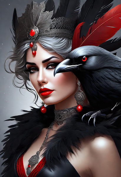 CROW WOMAN PORTRAIT   IMG 0430 Print