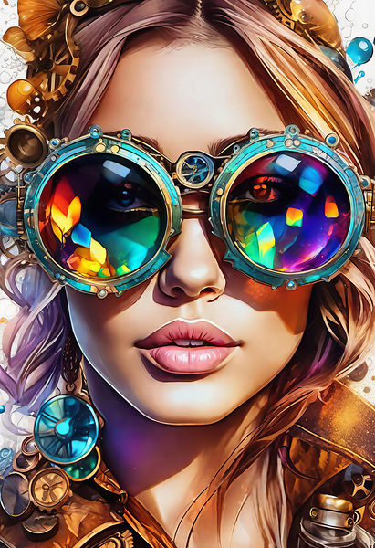 STEAMPUNK WOMAN PORTRAIT    IMG 1810 Print