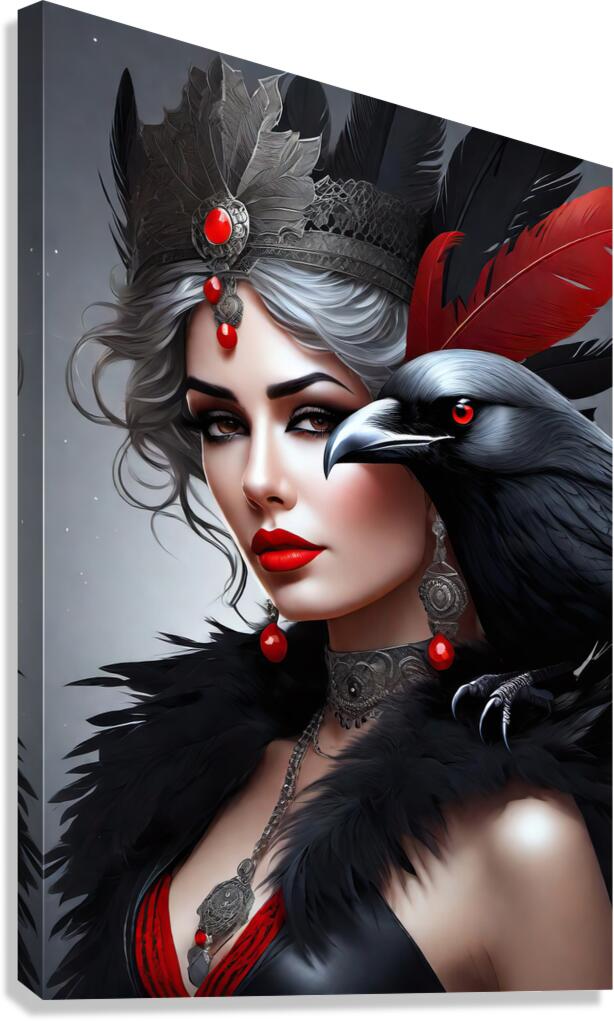 CROW WOMAN PORTRAIT   IMG 0430 Canvas Print