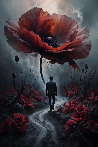 Alone in the way to ashes  Print